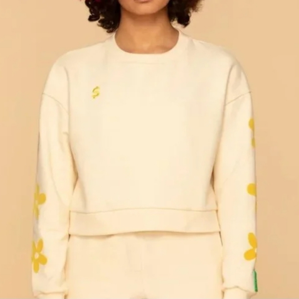 Cashblossom Cream Cropped Sweatshirt Size Medium Made In USA